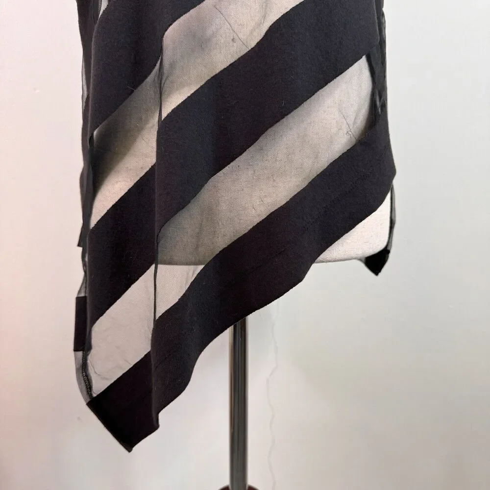 Marques Almeida Womens Shirt Devore Striped Top Goth Sheer Asymmetrical Small - Picture 3 of 12